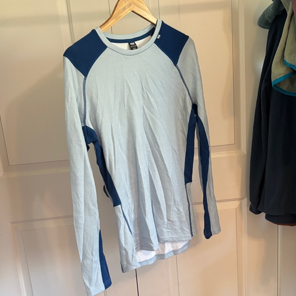 Blue and Gray Long Sleeve Athletic Shirt
